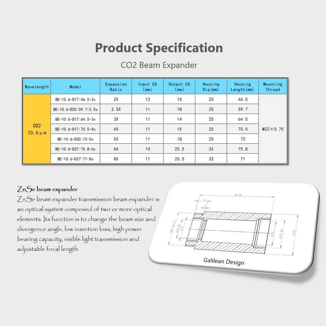 10.6um CO2 Laser Beam Expander ZnSe